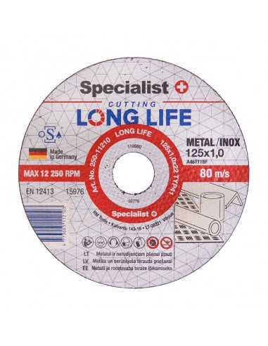#31753 [250-11210] SPECIALIST+ metal cutting disc LONG LIFE, 125x1x22 mm