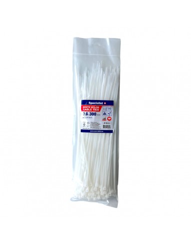 #31719 [81-3-3302B] SPECIALIST+ nylon cable ties, white, 3.6x300 mm, 100 pcs