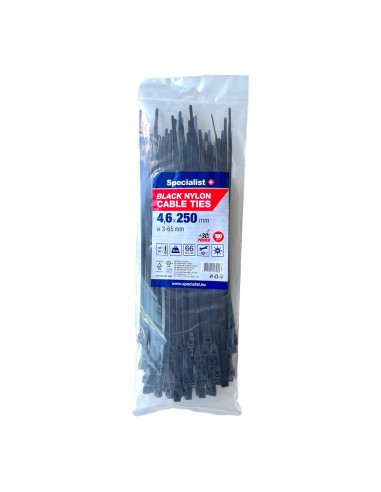 #31706 [81-3-4250J] SPECIALIST+ nylon cable ties, black, 4.6x250 mm, 100 pcs