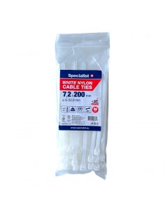 #31728 [81-3-7203B] SPECIALIST+ nylon cable ties, white, 7.6x200 mm, 50 pcs